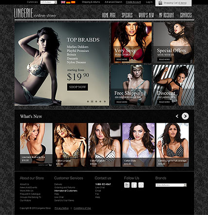 Lingerie store v2.3 osCommerce template ID:300111270